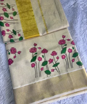 Lotus Golden Tissue Saree